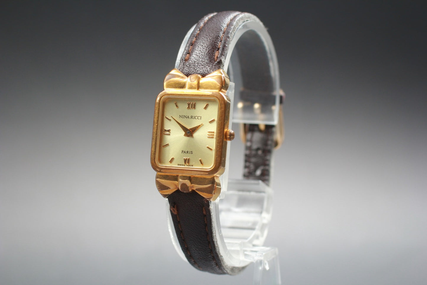 New Battery [Exc+5] Nina Ricci D950 Gold Roman Dial 18mm Quartz Ladies Watch