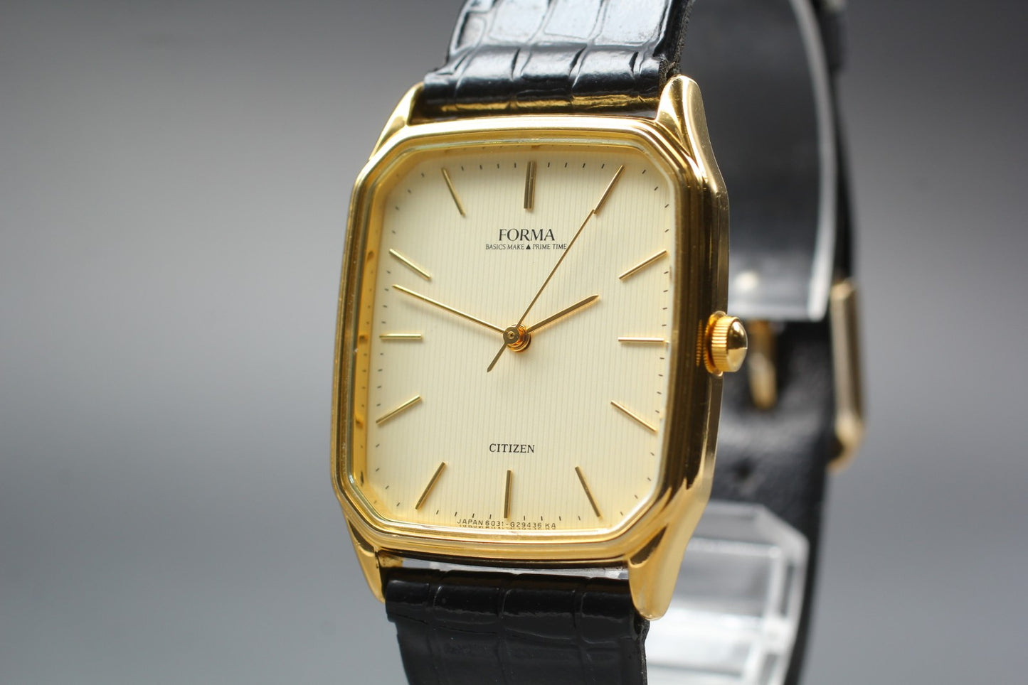 Vintage 1992 Near MINT Citizen Forma 6031-G07664 Gold Octagon Quartz Men's Watch