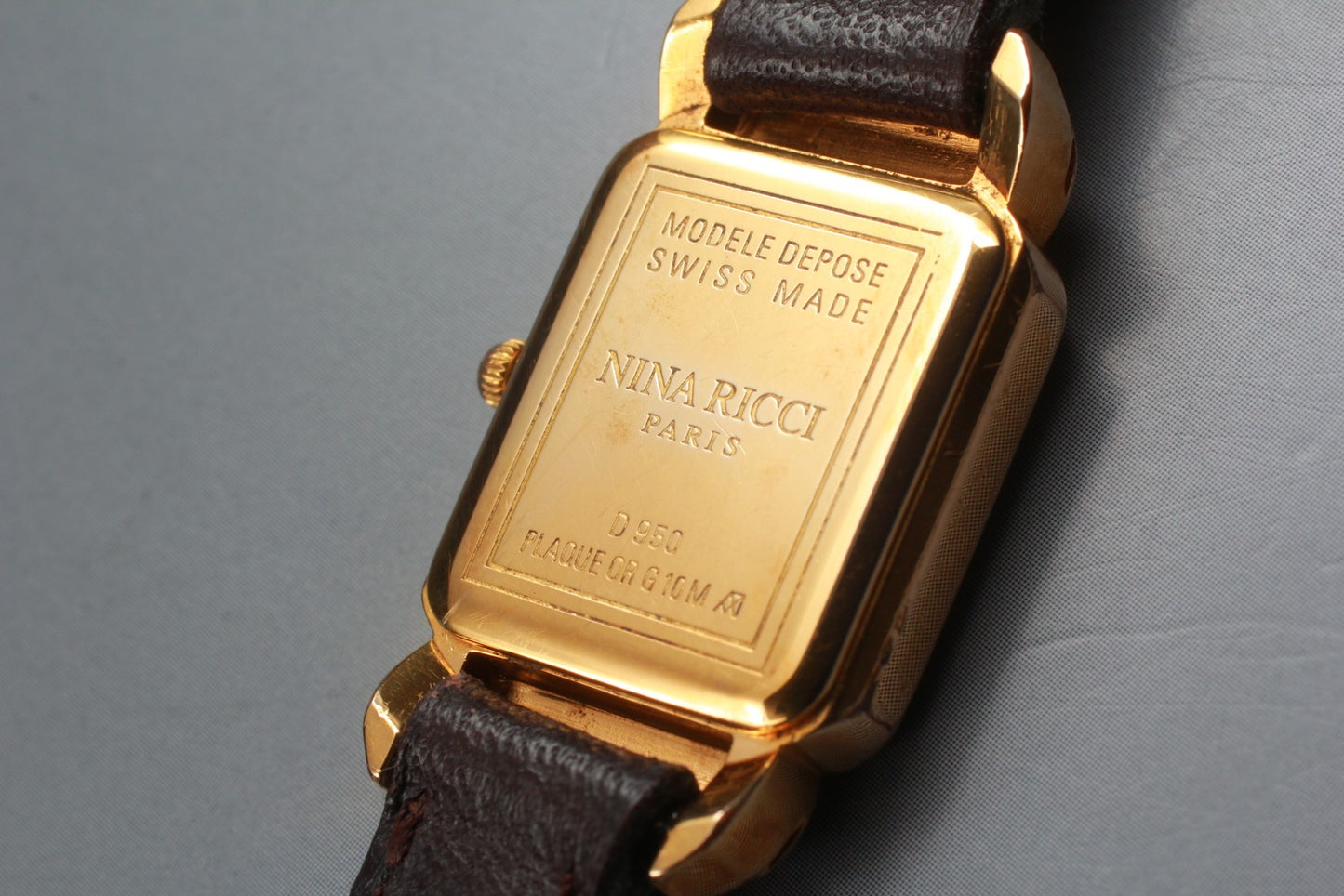 New Battery [Exc+5] Nina Ricci D950 Gold Roman Dial 18mm Quartz Ladies Watch