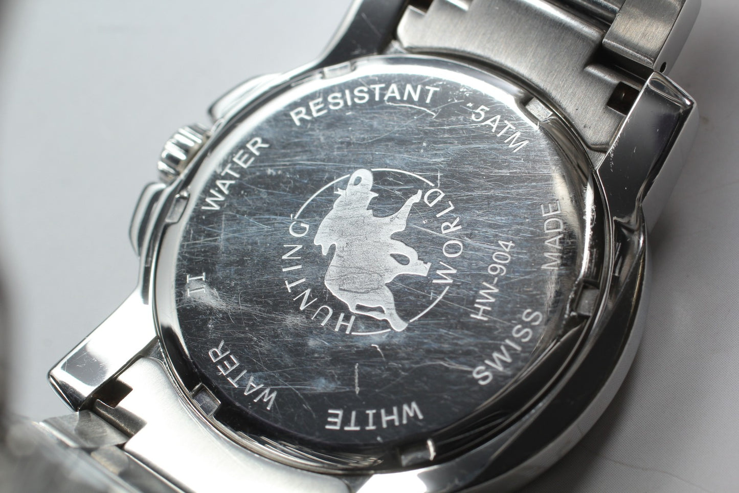 New Battery [Near MINT] Hunting World HW-904 Black Dial 44mm Quartz Men's Watch