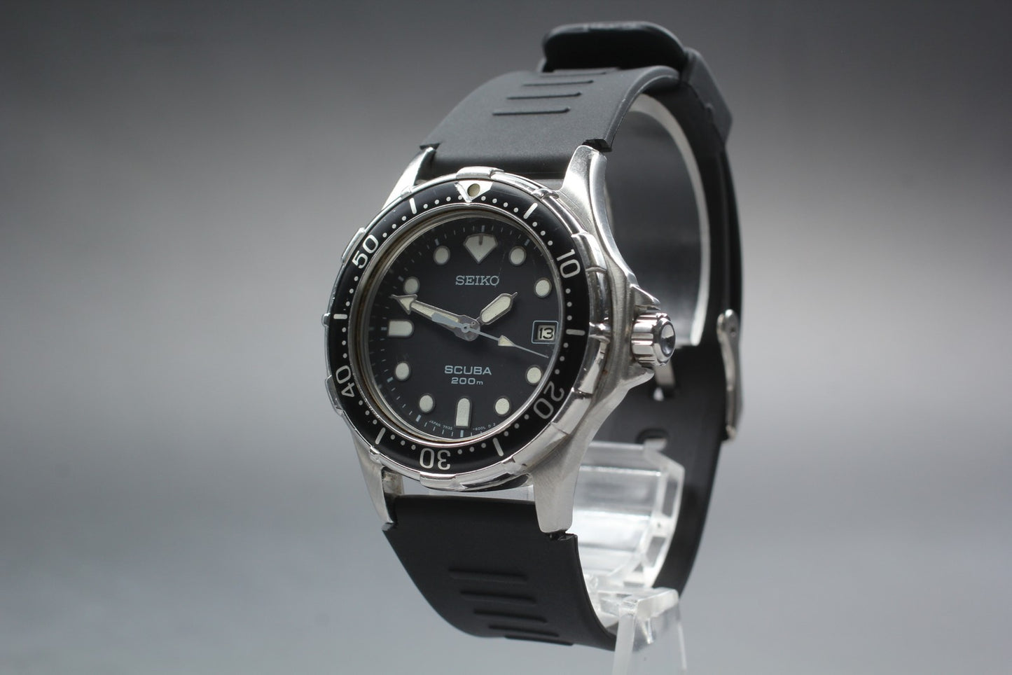 Vintage 1991 [Exc+5] SEIKO 7N35-600A Scuba 200m Black Quartz 40mm Men's Watch