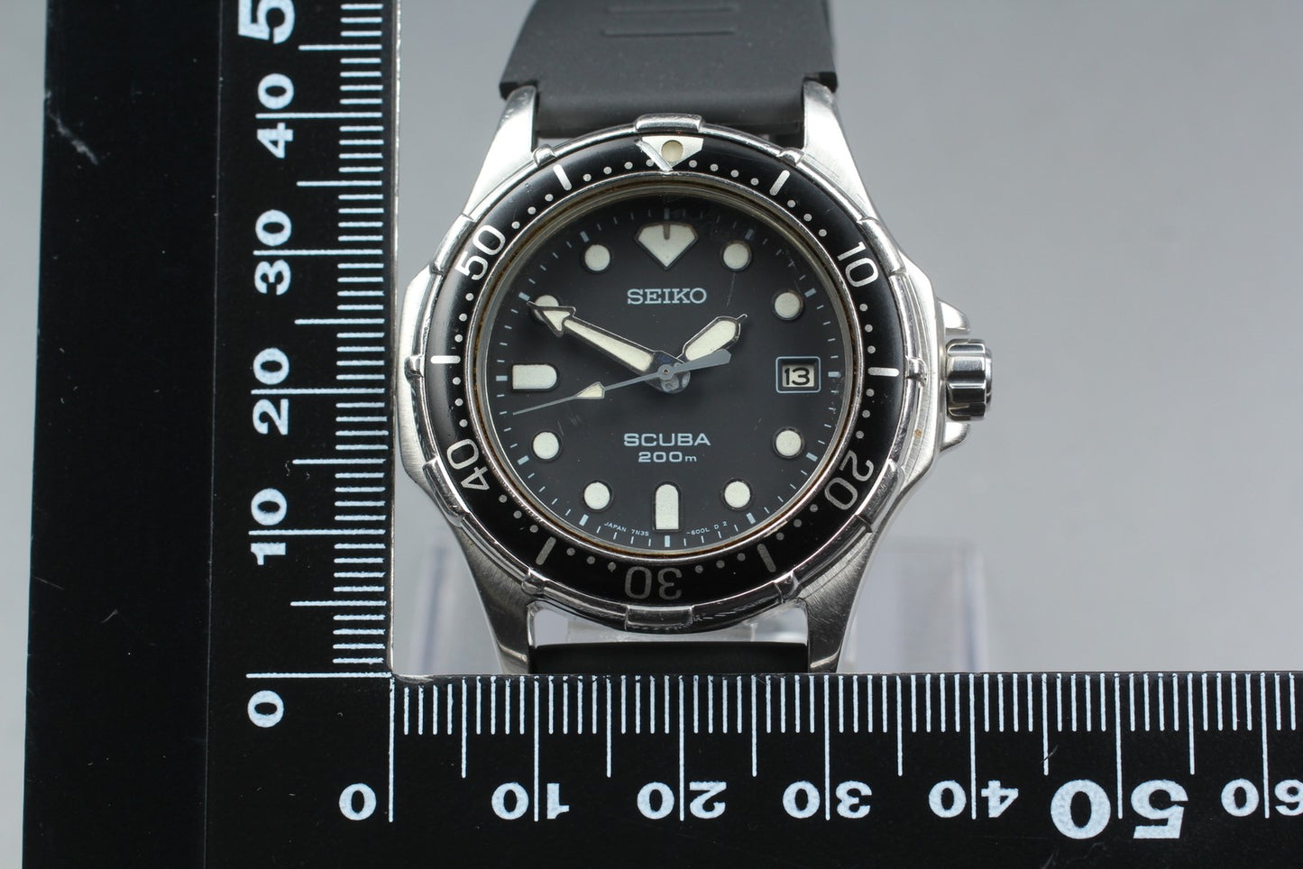 Vintage 1991 [Exc+5] SEIKO 7N35-600A Scuba 200m Black Quartz 40mm Men's Watch