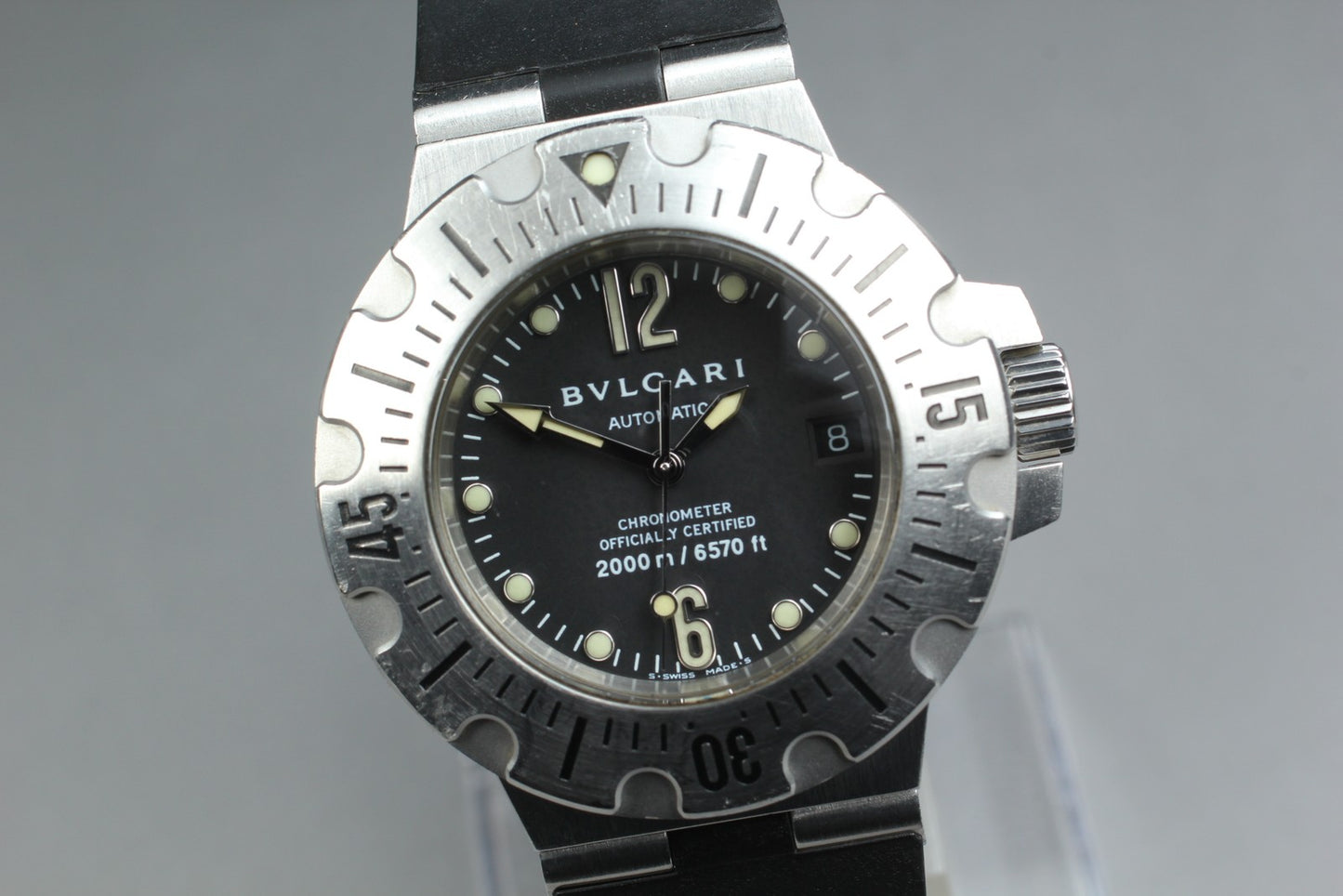 Exc+5 BVLGARI Diagono Scuba SD42S 2000m Auto 42mm Pro Diver Men's Watch JAPAN