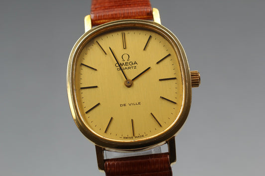 Vintage 1978 Near MINT OMEGA De Ville 191.0046 Cal.1330 Gold Quartz Men's Watch