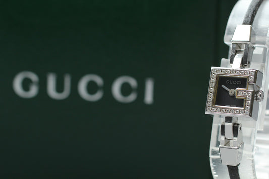 Near MINT / Box Papers GUCCI 102 Diamond Bezel 14mm Quartz Ladies Watch JAPAN