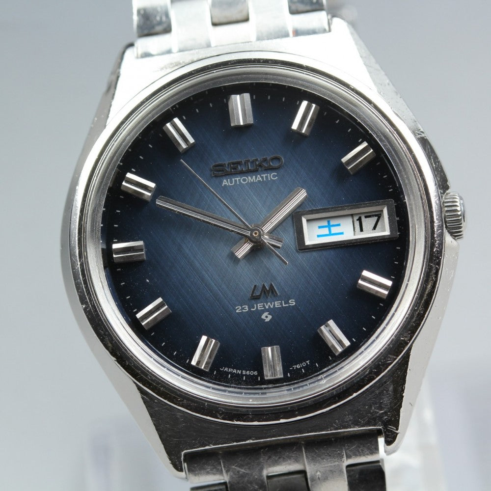 Near MINT SEIKO Lord Matic 5606-7260 Blue Auto 36mm Men's Watch 1970