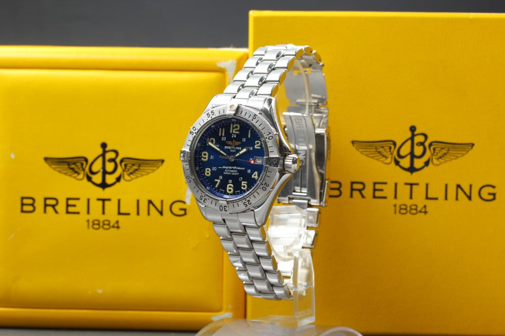 Near MINT BREITLING Superocean A17040 Blue Auto 42mm Men's Watch