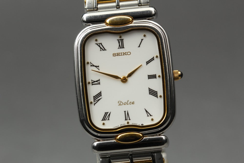 Near MINT SEIKO Dolce 9530-5050 White Quartz 25mm Men's Watch
