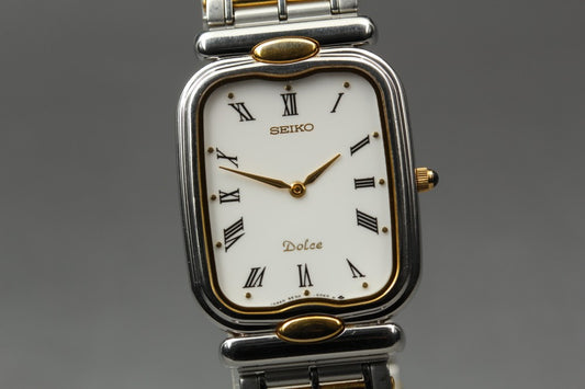 Near MINT SEIKO Dolce 9530-5050 White Quartz 25mm Men's Watch