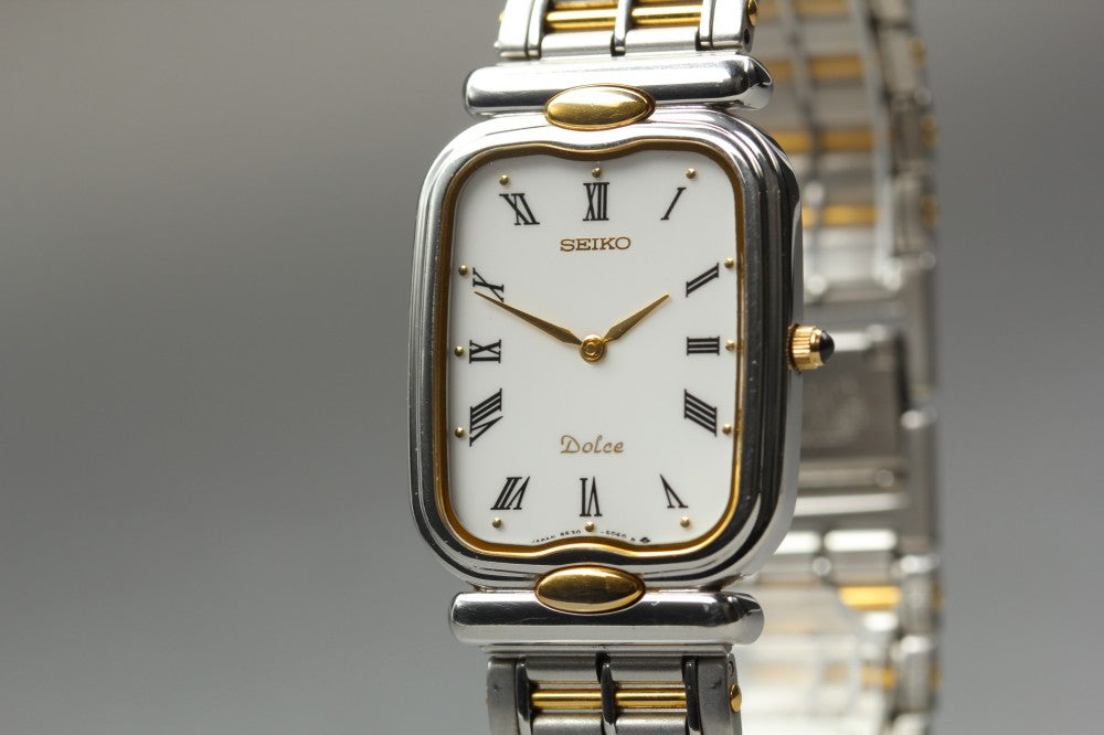 Near MINT SEIKO Dolce 9530-5050 White Quartz 25mm Men's Watch