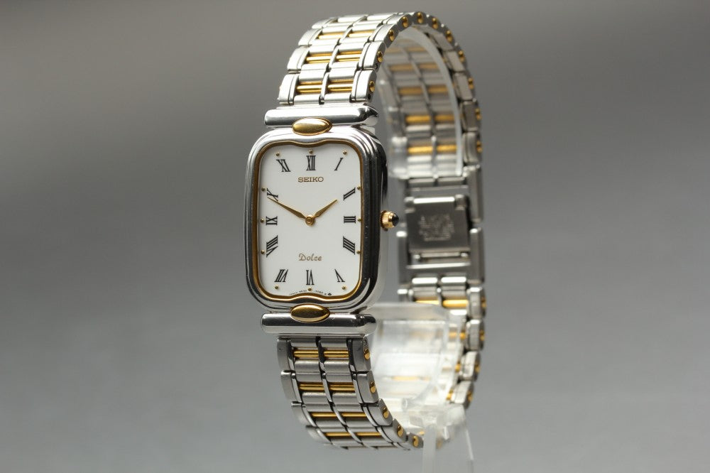 Near MINT SEIKO Dolce 9530-5050 White Quartz 25mm Men's Watch