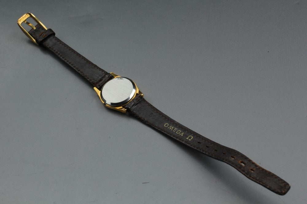 Near MINT OMEGA De Ville 591.0160 Cal.1387 Gold Quartz 20mm Ladies Watch