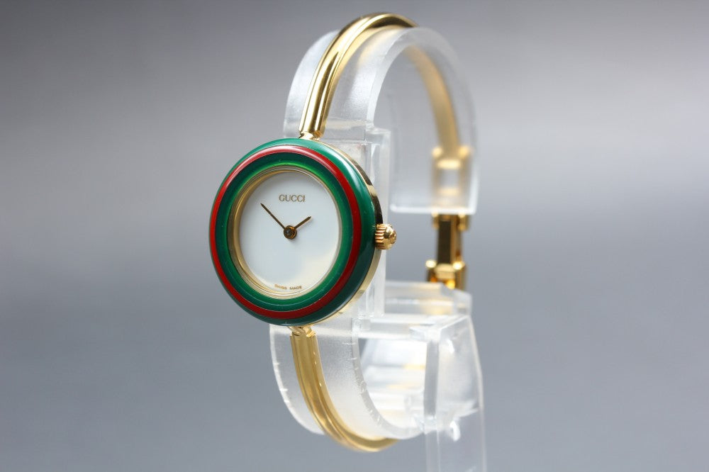 Near MINT GUCCI Change Bezel 11/12.2 White Quartz 25.9mm Ladies Watch