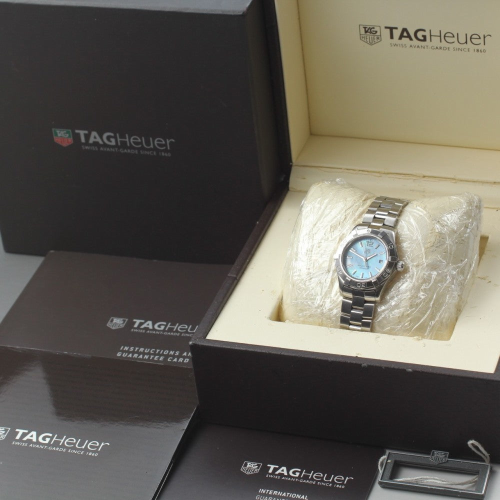 Near MINT TAG Heuer Aquaracer WAF1417 Blue Quartz 27.5mm Ladies Watch