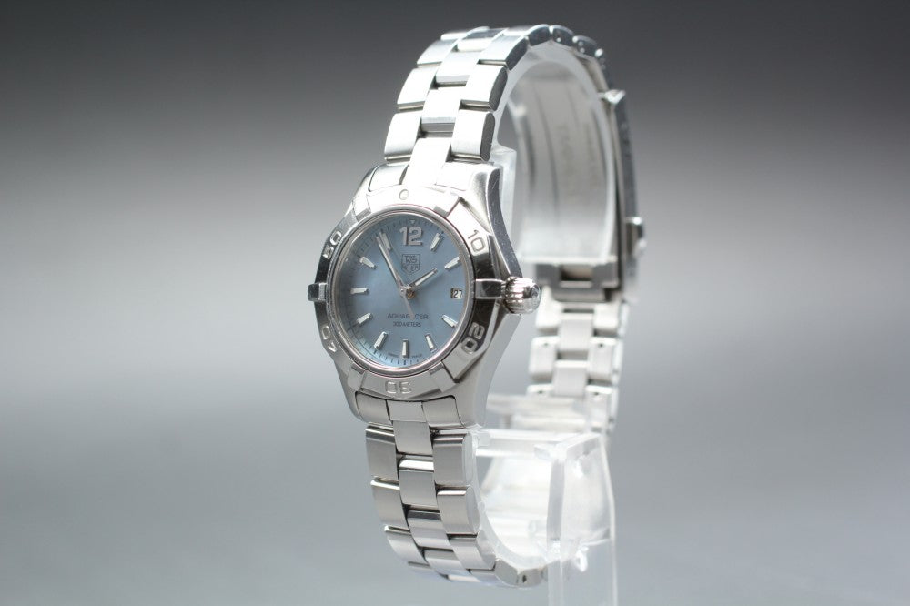 Near MINT TAG Heuer Aquaracer WAF1417 Blue Quartz 27.5mm Ladies Watch