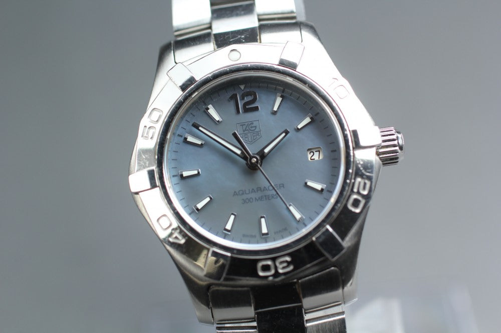 Near MINT TAG Heuer Aquaracer WAF1417 Blue Quartz 27.5mm Ladies Watch