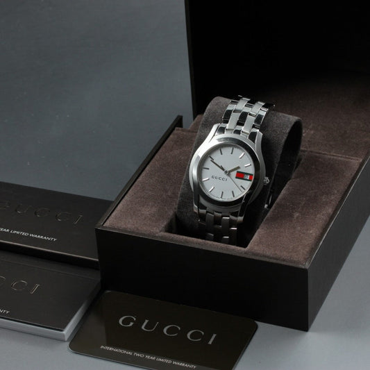 Near MINT GUCCI 5500M White Quartz 34.2mm Men's Watch