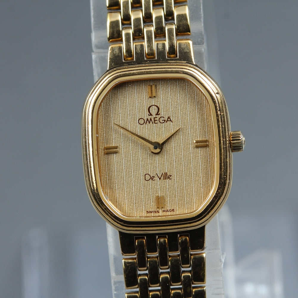 Near MINT OMEGA De Ville 795.0870 Cal.1455 Gold Quartz 17.3mm Ladies Watch