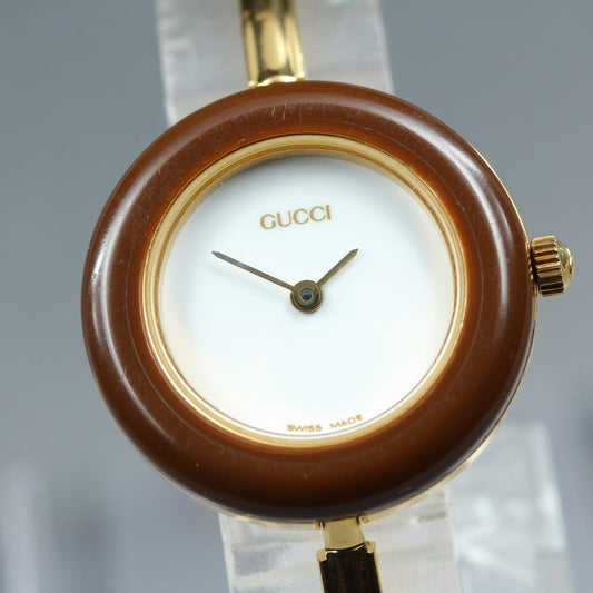 Near MINT GUCCI 11/12.2 White Quartz 26mm Ladies Watch