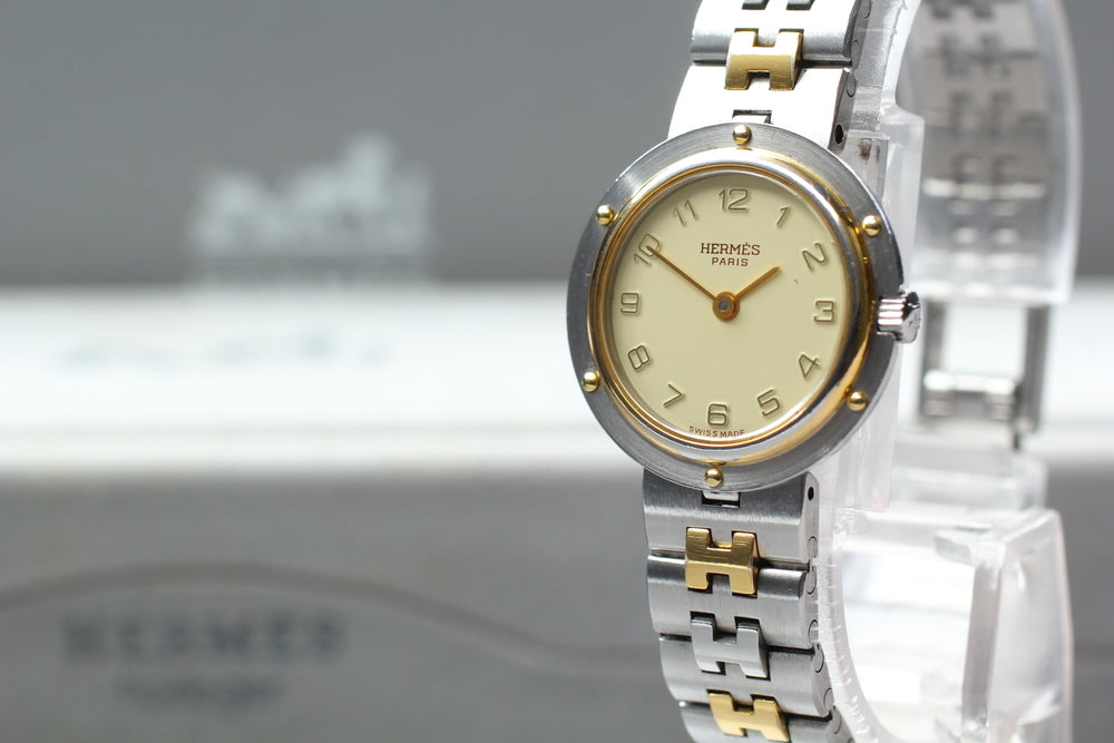 Near MINT HERMES Olympia Gold Quartz 24mm Ladies Watch