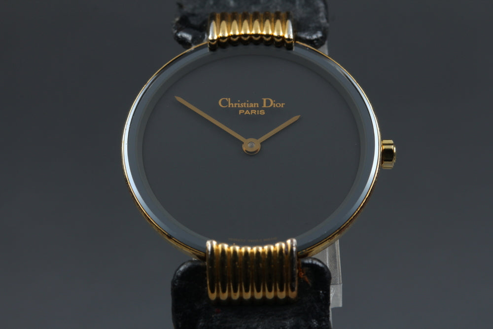 Near MINT Christian Dior Bagira Black Moon D46-153-5 Black Quartz 25.5mm Ladies Watch