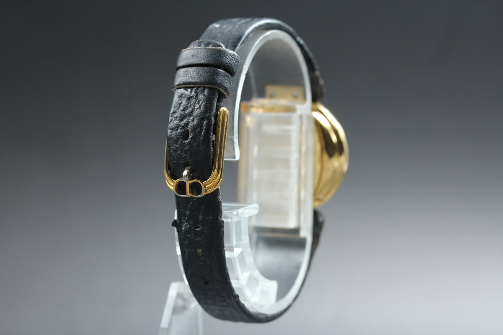 Near MINT Christian Dior Bagira Black Moon D46-153-5 Black Quartz 25.5mm Ladies Watch