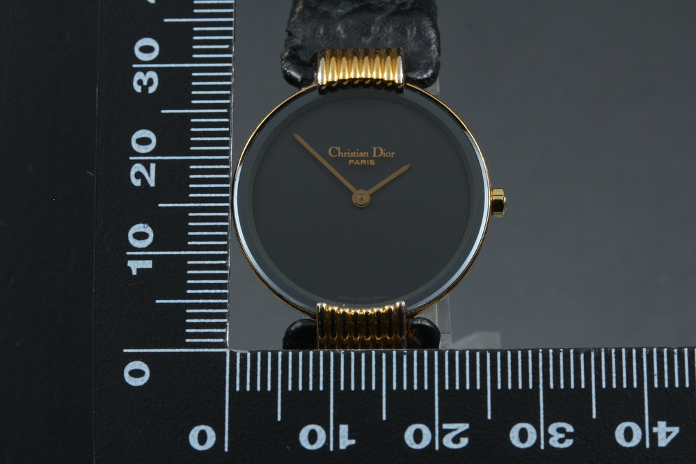 Near MINT Christian Dior Bagira Black Moon D46-153-5 Black Quartz 25.5mm Ladies Watch