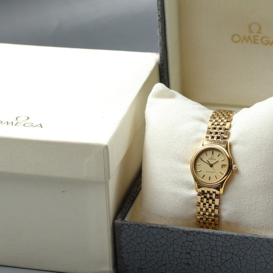 Near MINT OMEGA Seamaster 596.0073 Cal.1426 Gold Quartz 22.7mm Ladies Watch