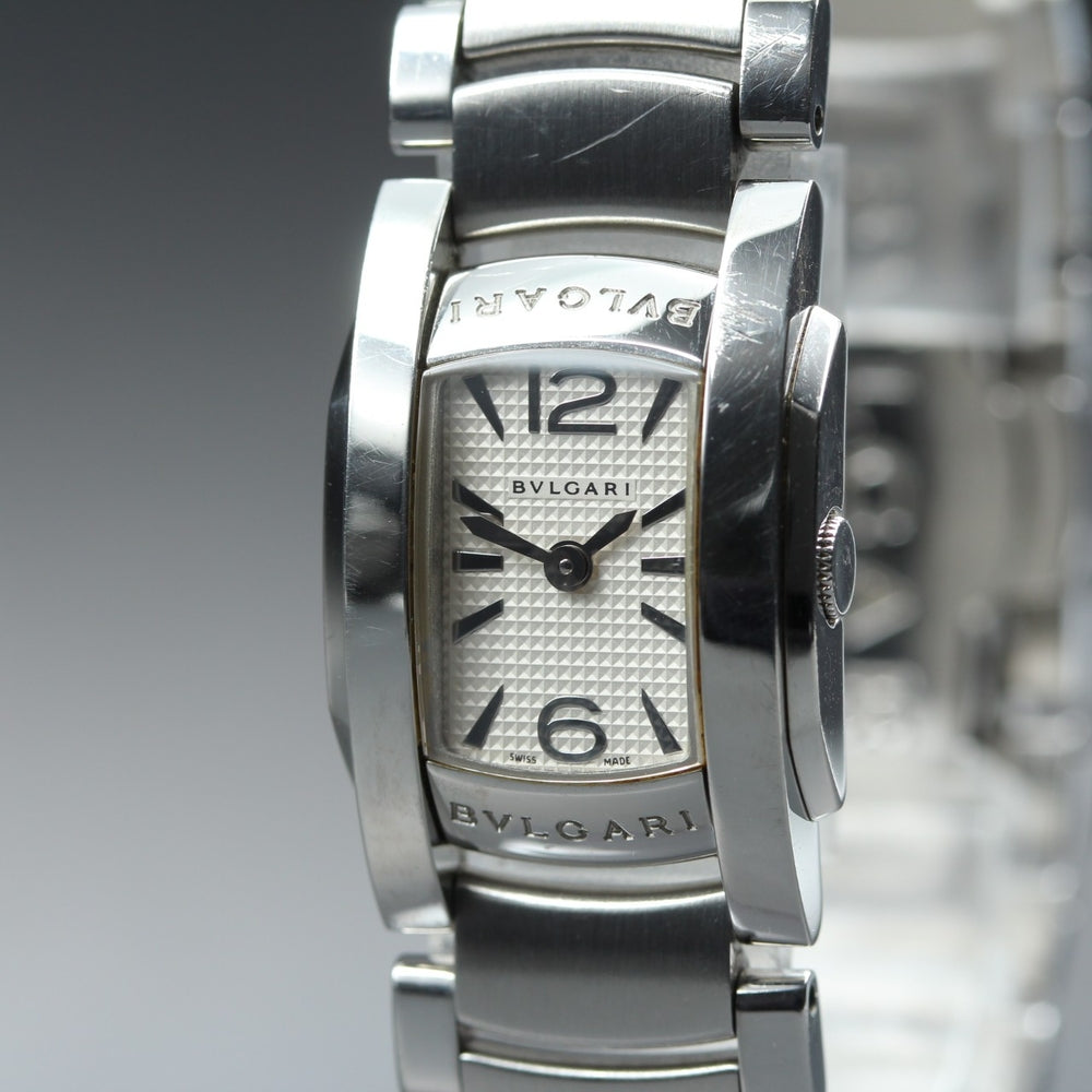 Near MINT BVLGARI ASSIOMA AA26S White Quartz 18.1mm Ladies Watch