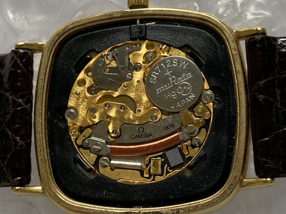 Near MINT OMEGA De Ville 195.0077.2 Cal.1378 Gold Quartz 30mm Men's Watch